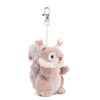 Featuring soft brown and white fur, a fluffy upright tail, and a silver clasp attached to its head by a string, the Bukowski - Wiggles Squirrel Bag Charm is an adorable plush keychain that makes an enchanting woodland accessory for any bag.