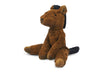 A Senger Naturwelt Stuffed Animal - Horse with a dark mane and tail, handcrafted from organic cotton, sitting isolated on a white background.