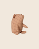 A plush PRE-ORDER: Maileg Truffle Pig, Mini - Checker, made from light brown checkered fabric with a red grid, sits upright and faces slightly left against a plain cream background. Estimated arrival mid November.