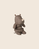 PRE-ORDER: Maileg Safari Friends, Rhino, Medium - Grey Blend—a soft fabric stuffed rhino with small patterned ears and a white horn, sitting upright. Estimated arrival mid November; a charming addition to your Safari friends collection.