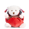 The Bukowski - Ziggy Ladybug is a plush bear with white fur, dressed in a red and black ladybug hooded outfit and striped brown sweater, sitting upright against a white background.