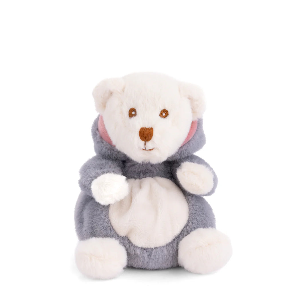 Bukowski - Ziggy Shark is a plush stuffed animal with white and light gray fur, brown eyes, a brown nose, pink cheeks, and a round white belly—an adorable collectible perfect for any collection.