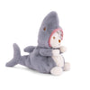 Bukowski - Ziggy Shark is a cute plush featuring a small white bear in a soft gray shark costume with fin and tail, sitting upright on a white background—a perfect collectible stuffed animal for any collection.