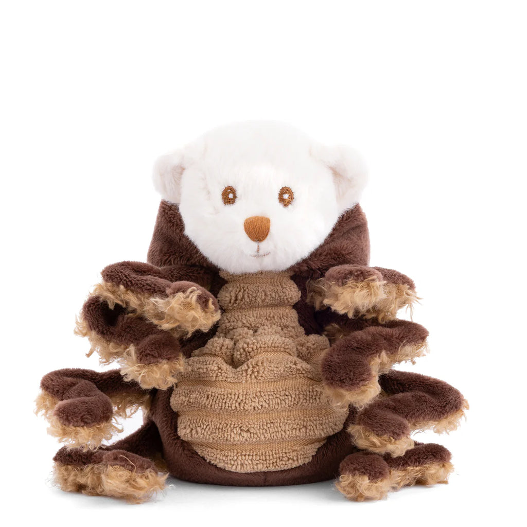 Bukowski - Ziggy Spider is a plush toy featuring a white bear's head with a spider-like body and legs, perfect for imaginative play. The toy sits upright on a white background.