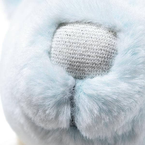 Close-up of the Steiff Harry Potter "Patronus Stag" 7" plush toy's nose, showing soft light blue fur and a textured gray fabric nose—a magical protector inspired by the wizarding world.