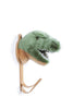 The Coat Hanger - T-Rex Dino features a wall-mounted dinosaur head design in green and brown plush with white felt teeth, shown against a white background.