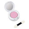 Open compact containing pink Klee Naturals Makeup Kit - After the Rain- Rainbow Dream eyeshadow with an attached mirror, next to a dual-ended sponge applicator.