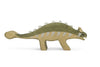 Handmade Holzwald Dinosaur - Ankylosaurus wooden toy with a green back and tan body.