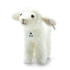 The Steiff Anni Lamb is a white plush toy with soft, fluffy fur, black eyes, a stitched smile, and signature Steiff tags—perfect for Easter baskets or collectors of Steiff plush toys.