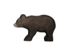 Handmade Holzwald Small Bear - Walking toy in a walking pose with a dark brown body and a light tan face.