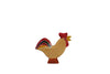 Handmade Holzwald Bremer Rooster wooden toy featuring a red comb and colorful tail feathers.