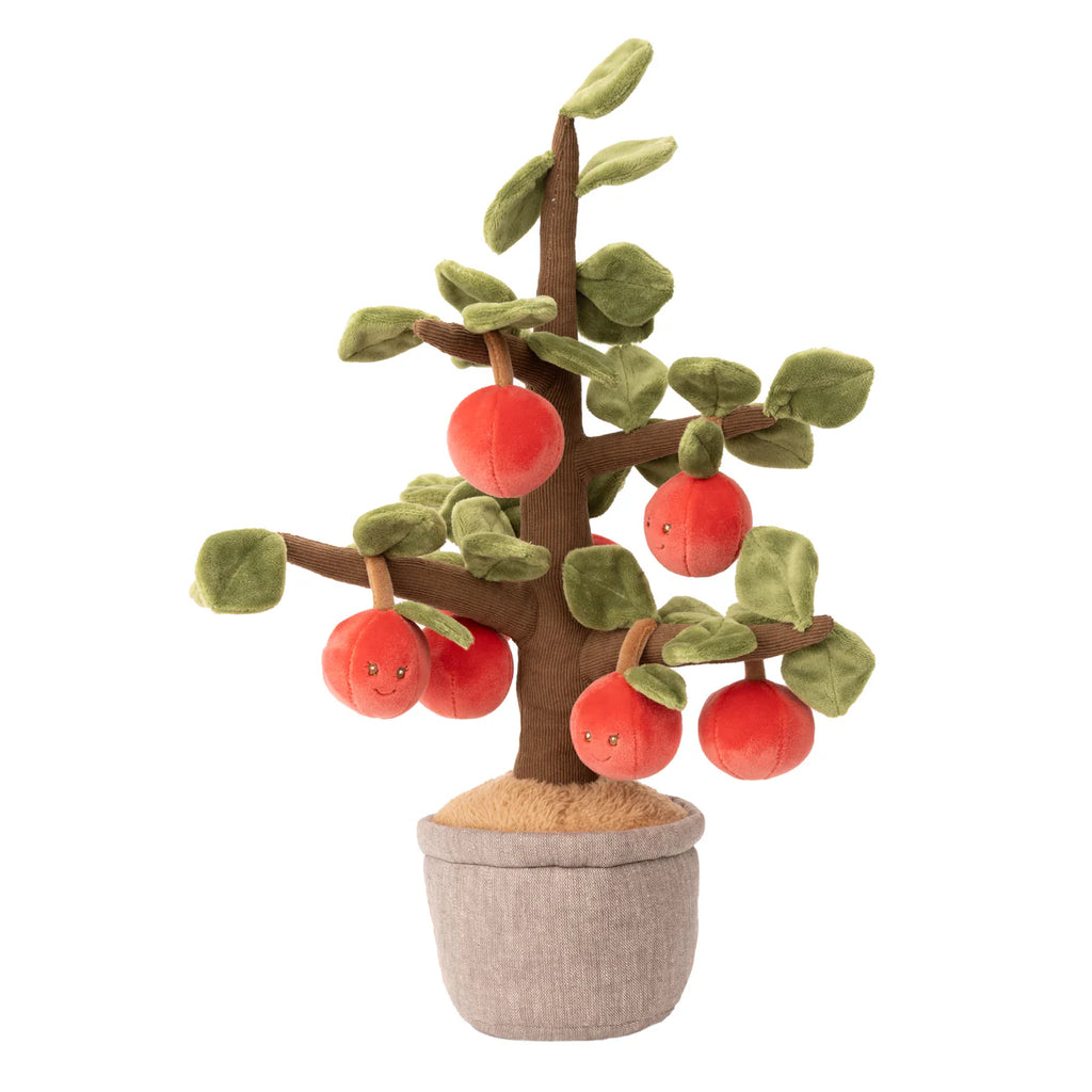 Bukowski - Apple Tree: A soft plush toy shaped like a potted apple tree, with green leaves and cheerful red apples, crafted from safe materials for imaginative play. Collect it along with our plush orange tree!.