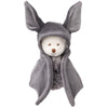 The Bukowski - Ziggy Bat is a white teddy bear dressed in a soft gray hooded cape with large, pointed ears, resembling a bat or fox. This cute Halloween plush is shown against a white background.