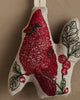 Coral & Tusk Red Cardinal Ornament featuring a fabric design of a red cardinal perched on a branch with leaves and red berries on natural linen.
