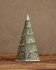 Coral & Tusk Peek a Tree Tree featuring a cone-shaped felt design with embroidered woodland animals and gold starbursts on a grassy pattern.