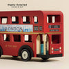 The London Wooden Bus is a detailed red wooden toy featuring “Welcome to London” and “Piccadilly Circus” signs, open doors, and "LE TOY VAN" on the side—an ideal early learning toy shown against a plain background.