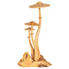 Introducing the Small Wooden Mushroom Trio—a beautifully crafted decorative display featuring three wooden mushrooms with tall, slender stems and wide caps, all emerging from a natural-looking wooden base. This charming driftwood figurine is perfect for adding a touch of nature-inspired charm to any space.