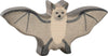 The Holztiger Bat is a handcrafted wooden toy with outstretched wings, painted in neutral tones with a smiling face and simple black details. Made in Europe, it features the quality materials and craftsmanship HOLZTIGER is known for.