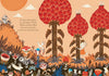 An illustration from "If I Had a Little Dream" by Nina Laden shows a child hugging a tall red, flower-like tree in a vibrant garden, with colorful flowers, a white bird, tools, and poetic text floating in the sunny sky.