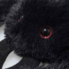 Close-up of Steiff Cobweb the Spooky Spider plush toy, featuring shiny red-rimmed eyes and soft, fluffy fur—perfect for adding to your Halloween Friends collection.