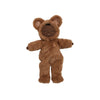 The Olli Ella Cozy Dinkum - Teddy Mini is a plush doll with brown skin, dressed in a soft bear costume with hooded ears and a peaceful, closed-eye expression, shown standing against a white background.