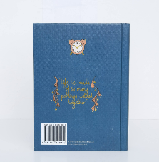 A blue hardcover Great Expectations | Collector's Edition is shown from the back with a clock, floral designs, the quote "Life is made of so many partings welded together," and a barcode at the bottom left.
