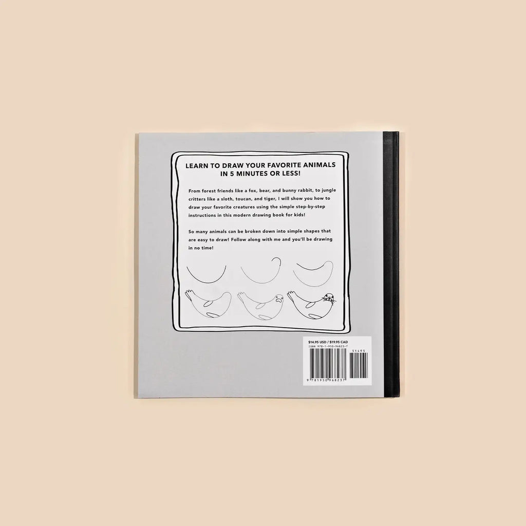 The back cover of "All the Animals: How To Draw Books For Kids" features simple step-by-step drawing instructions for a chicken, ideal for kids learning to draw animals, all on a beige background.