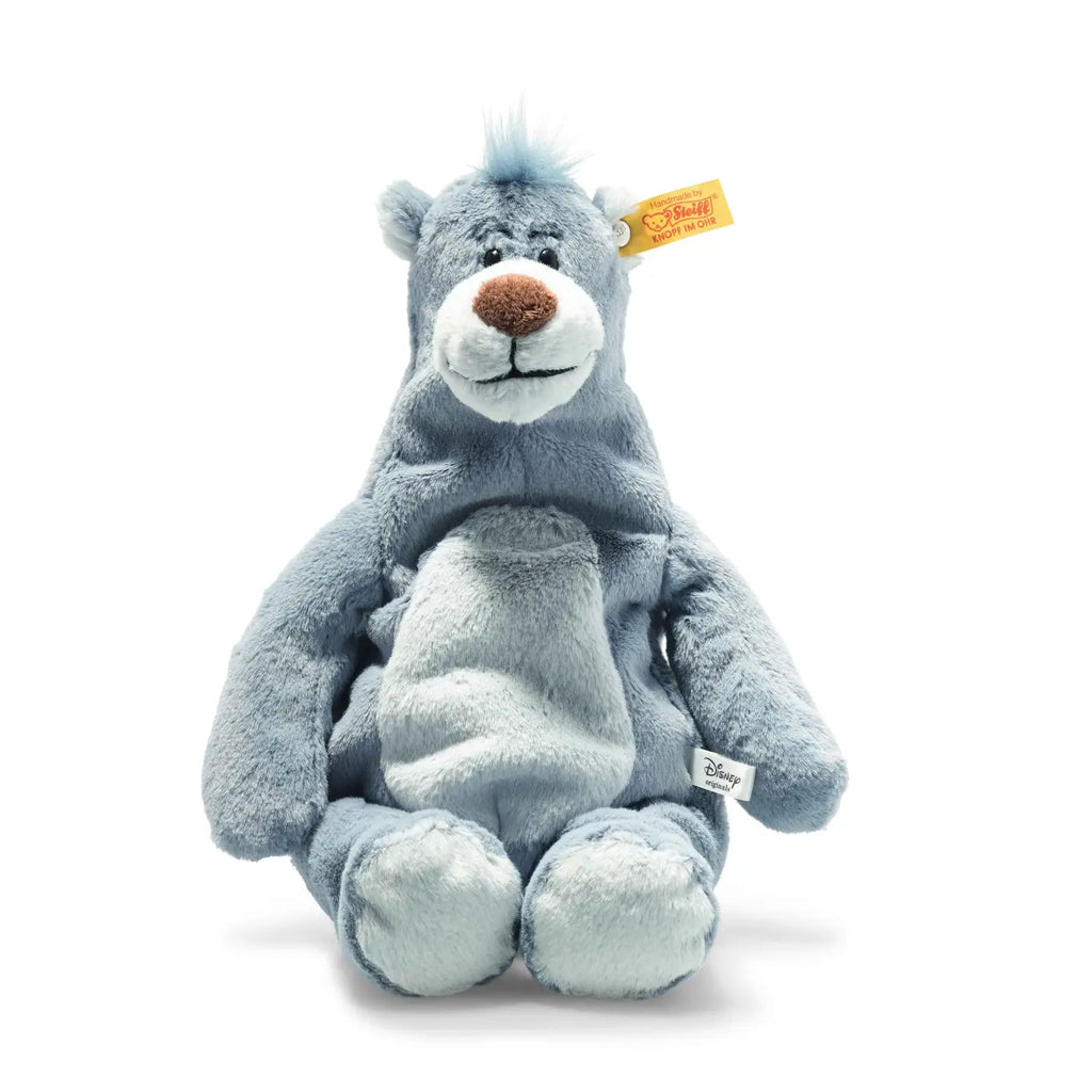 The Steiff Disney's "Jungle Book" Baloo Bear stuffed animal rests on a pristine white background, exemplifying the renowned Steiff quality.