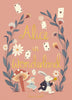 This Collector's Edition hardcover book features "Alice in Wonderland" cover art showing Alice and the White Rabbit running among playing cards, flowers, and a mushroom, with the title elegantly displayed in yellow on a pink background.