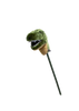 The Hobbyhorse - T-Rex Dino features a green plush dinosaur puppet head with white felt teeth on a dark green stick, ideal for imaginative play or as part of your stick animal collection, shown against a plain white background.