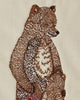 The Coral & Tusk Mama Bear and Cub Card features detailed brown and white embroidered bears on cream fabric, making it a lovely keepsake for baby showers or Mother's Day.