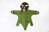 The Costume - Triceratops Dino is a green and brown children's cape with a hood featuring horns and a frill, designed to resemble a triceratops—ideal as an animal costume or dinosaur blanket for imaginative play.