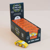 A yellow No. 14 GT80 Lando racing toy car is displayed in front of a black box containing multiple orange-packaged No. 14 GT80 Lando cars labeled “Made in England.” Each wooden supercar features a child-safe finish, ensuring hours of safe and imaginative play.
