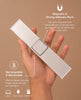 A hand holds a slim, rectangular LED light with a magnetic and adhesive back, ideal for illuminating your Fully Furnished Dollhouse With Lights, House of New York - The Six-Storey Giant. The text highlights its rechargeable and removable features, along with versatile charging options such as laptop, power adapter, and power bank.