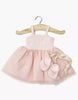 The Minikane 13" Doll Clothing set features the Rosella Tutu in pale pink with matching ballet shoes, perfectly sized for 13-inch dolls, displayed on a hanger against a white background.
