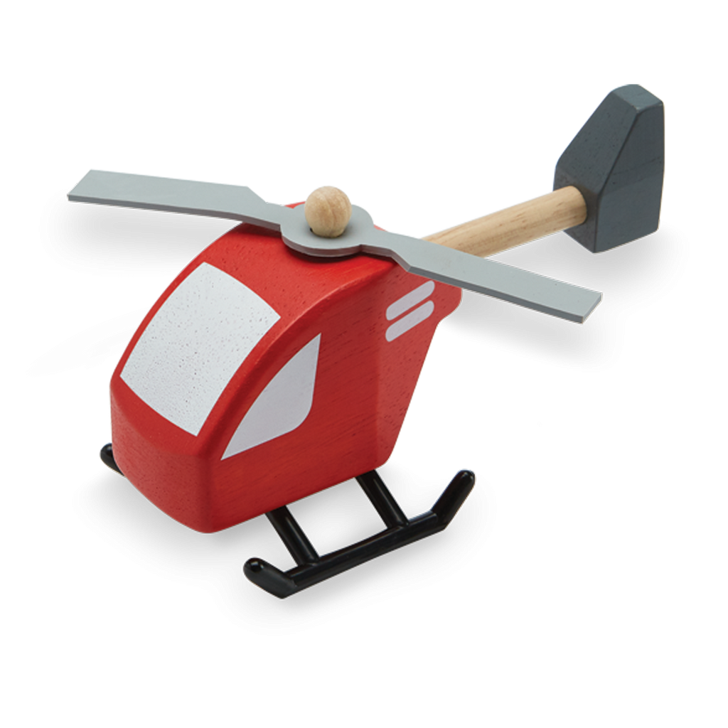 Introducing the Helicopter—painted in vibrant red and white with a spinning propeller and black skids, this wooden toy is designed with a subtle angle view ideal for imaginative play. Crafted sustainably, it promises endless hours of safe enjoyment while prioritizing environmental care.