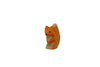 A Handmade Holzwald Small Squirrel, intricately carved with visible grain patterns, isolated against a white background, exemplifies sustainable toys.