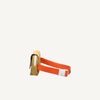 The Sticky Lemon Fanny Pack Small - Envelope - Apple Juice is a tan pack with a white zipper, orange adjustable strap, and white buckle. Made from recycled PET bottles with a waterproof lining, it's shown on a plain white background.