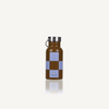 A Sticky Lemon Water Bottle | Farmhouse in soil green with blooming purple accents and a silver screw-on lid stands upright against a plain white background.