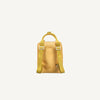 The Sticky Lemon Backpack Small - Envelope - Apple Juice is shown from the back, highlighting its yellow color, two adjustable shoulder straps, top handle, and minimalist design against a plain white background.