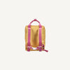 The Sticky Lemon Backpack Medium - Envelope - Apple Grub is a small yellow backpack with pink adjustable straps, a pink top handle, white buckle, and waterproof lining made from recycled PET bottles on an off-white background.