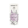 Rectangular package of Nailmatic - Nail Polish - Elliot featuring a cartoon of a happy, meditating dragon with purple horns and wings, sitting in a lotus position.