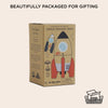 Magnetic Space Rocket Duo packaged in a colorful, eco-labeled cardboard box—“Beautifully packaged for gifting” above and a “100% recyclable packaging” icon below; perfect for creative play.
