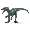 The Schleich Baryonyx Realistic Dinosaur Toy with Movable Jaw features an open mouth, sharp teeth, detailed claws, and yellowish stripes along its dark green body. It is posed as if walking forward on two legs with its tail extended.