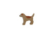 A high-quality Handmade Holzwald Golden Retriever Puppy with a simple, stylized design, featuring a beige body with orange patches and a lifted tail, isolated on a white background.