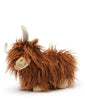 Heidi the Highland Cow Stuffed Animal features a brown plush body, long shaggy fur, and light-colored curved horns. Its smiling face adds charm, making it perfect for children. Photographed against a plain white background to highlight its delightful features.