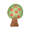 An Ostheimer Apple Tree with a brown trunk and a green canopy dotted with red apples, painted in a simple, stylized manner on a plain white background.