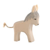 A handcrafted Ostheimer Donkey - Small with a simplistic design, featuring shades of gray and beige, standing upright on a white background.