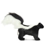 The Skunk Stuffed Animal features soft black fur, a white stripe from head to bushy tail, and black feet, standing on all fours—perfect for anyone who loves realistic plush toys.