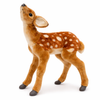 A realistic Newborn Deer Stuffed Animal fawn standing and looking upward.